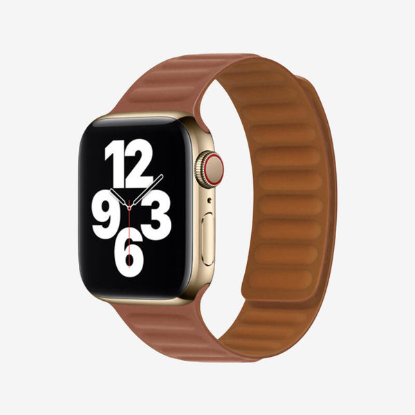 Apple Watch Leather Link Magnetic Strap - Saddle Brown