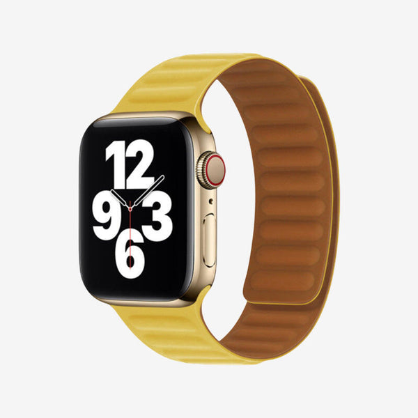 Apple Watch Leather Link Magnetic Strap - Light Yellow