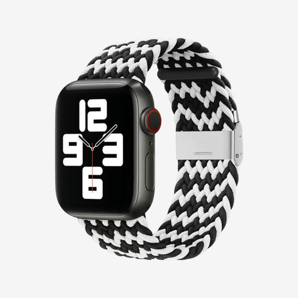 Apple Watch Nylon Braided Strap - W Pattern Black White