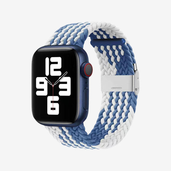 Apple Watch Nylon Braided Strap - Z Pattern Blue White