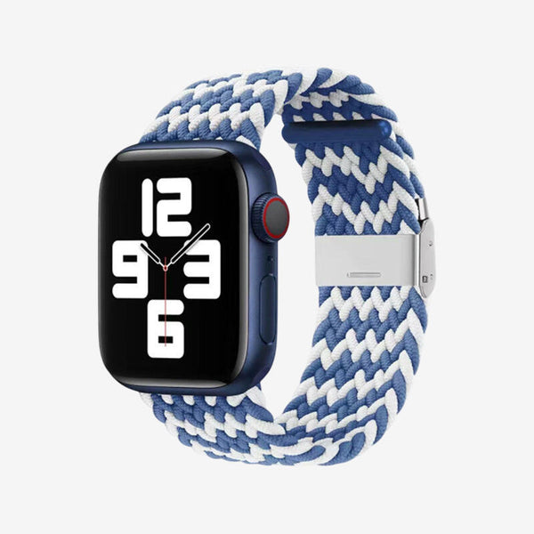 Apple Watch Nylon Braided Strap - W Pattern Blue White