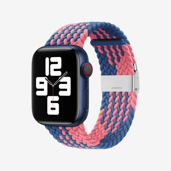 Apple Watch Nylon Braided Strap - Z Pattern Blue Pink