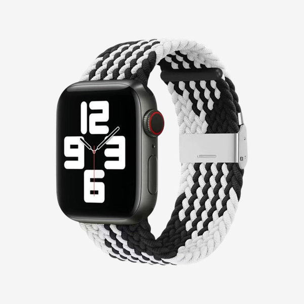 Apple Watch Nylon Braided Strap - Z Pattern Black White