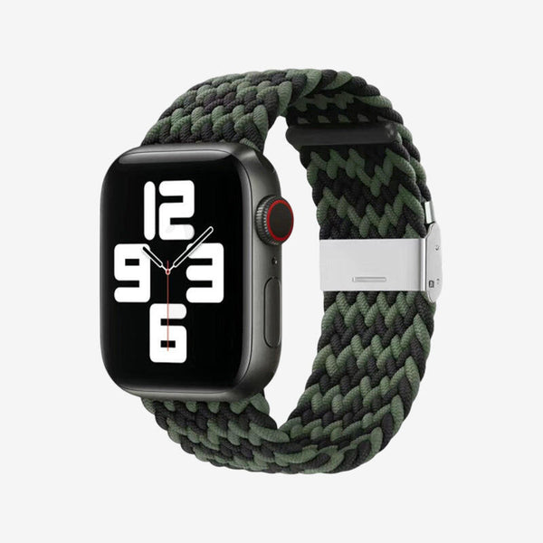 Apple Watch Nylon Braided Strap - W Pattern Black Green