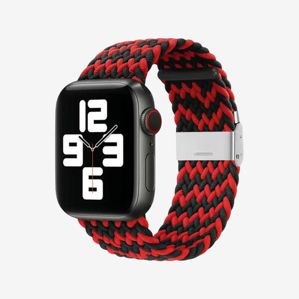 Apple Watch Nylon Braided Strap - W Pattern Black Red