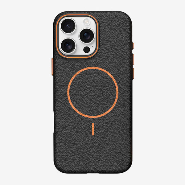 Lychee Pattern Leather Magsafe Phone Case
