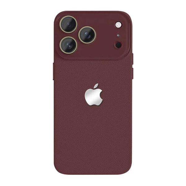 Lychee Texture Leather Phone Case - Wine Red